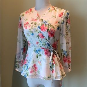 Ann Taylor Floral Blouse Petite
